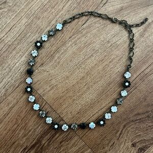 Brown, white, black rhinestone necklace